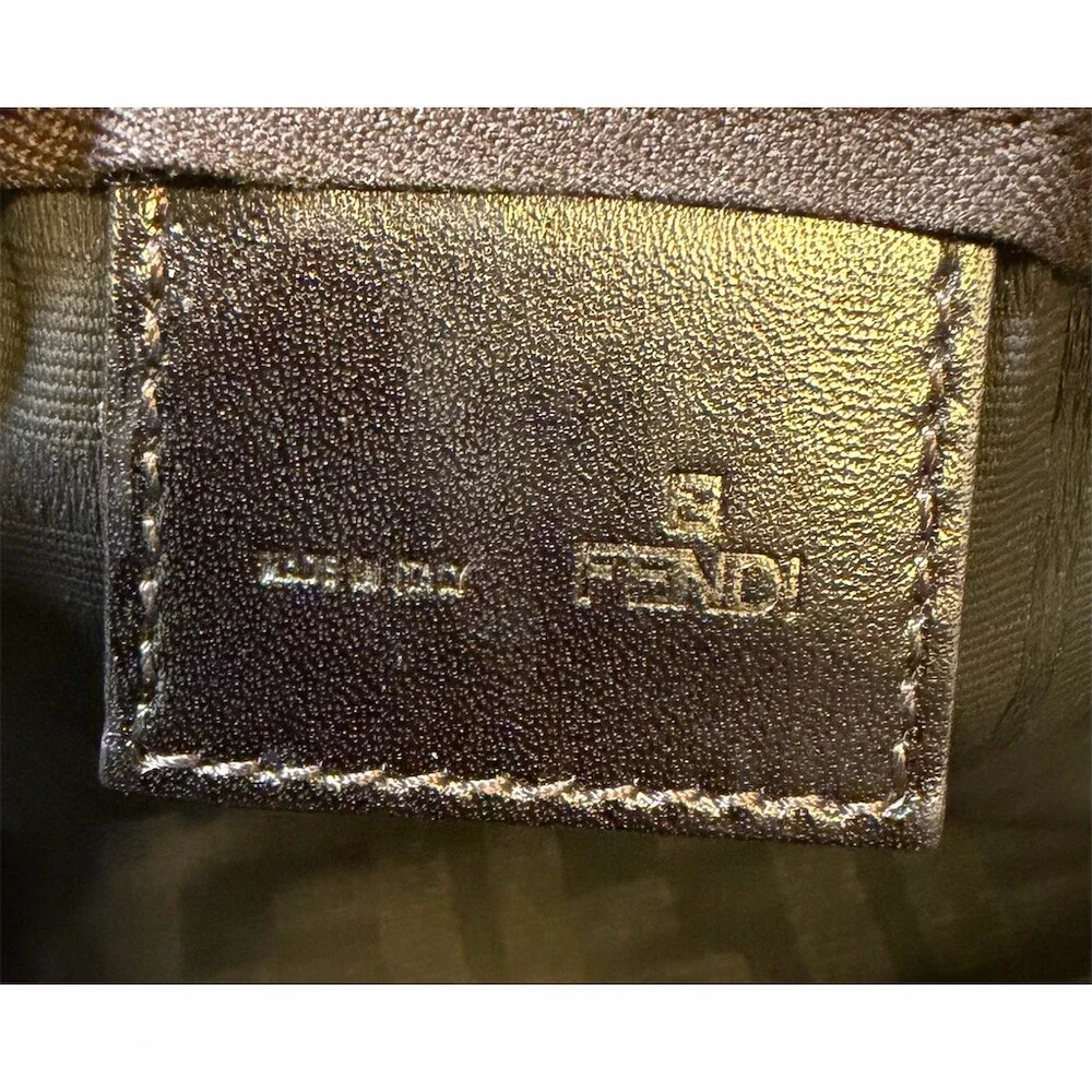 Fendi Zucca FF Monogram Zip Pouch Cosmetic Bag Clutch Brown/Tan